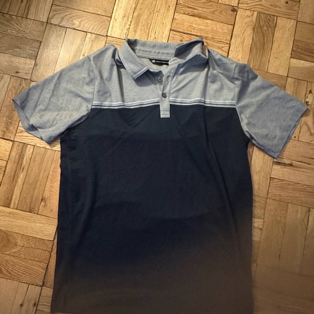 Travis Matthew Men's Blue and Gray Polo Shirt